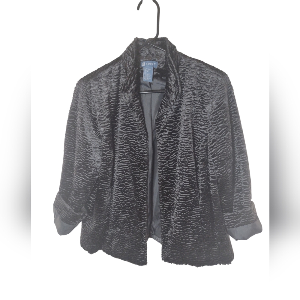 Koret Jacket Open Faux Fur Charcoal Grey Lined‎ Mob Wife M